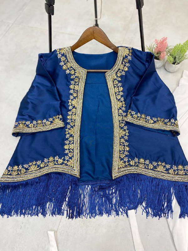 NEW THREE-PIECE WESTERN READY-TO-WEAR DRAPED DHOTI SET WITH EMBROIDERED KOTI