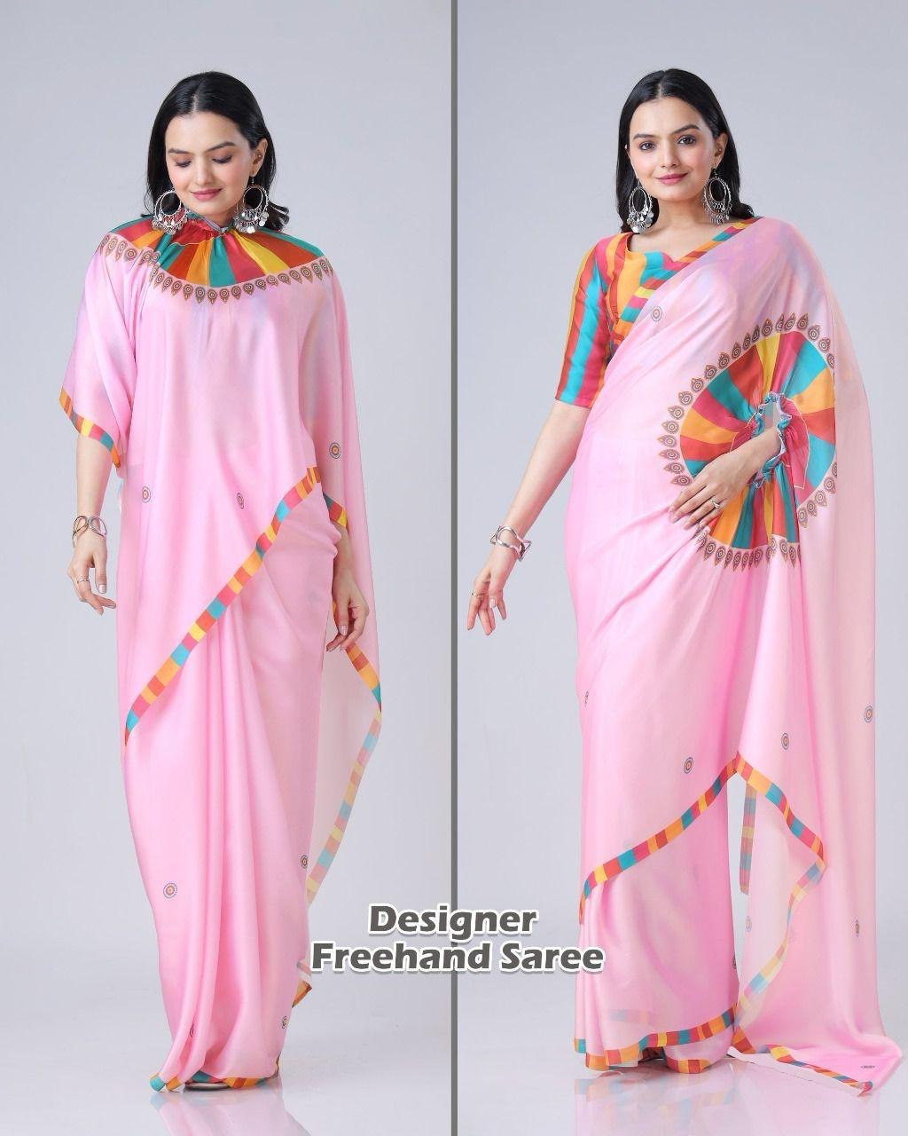 READY-TO-WEAR JAPAN SATIN PRINTED SAREE – MODERN, ELEGANT & AFFORDABLE