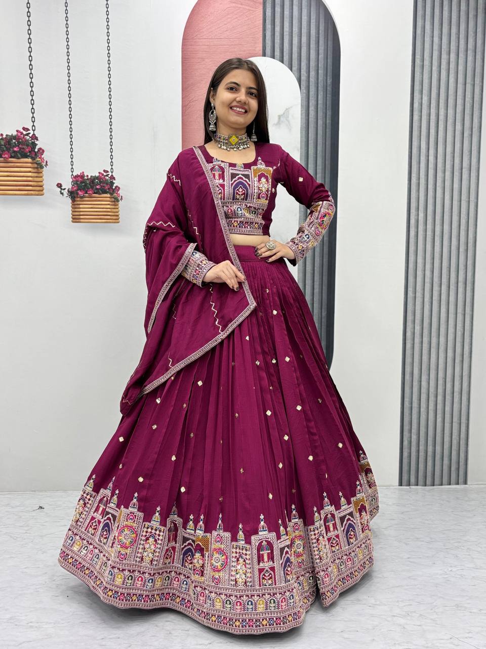 PREMIUM PURE VICHTRA LEHENGA CHOLI SET WITH HEAVY EMBROIDERY & SEQUENCE WORK
