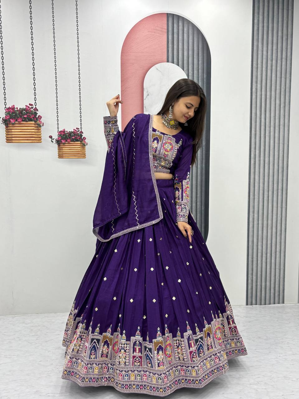 PREMIUM PURE VICHTRA LEHENGA CHOLI SET WITH HEAVY EMBROIDERY & SEQUENCE WORK