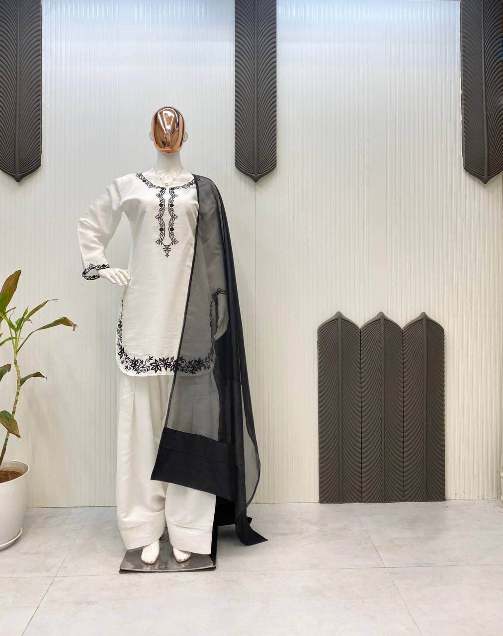 DESIGNER EXCLUSIVE FARSI SALWAR SUIT IN ROMAN SILK WITH ORGANZA DUPATTA