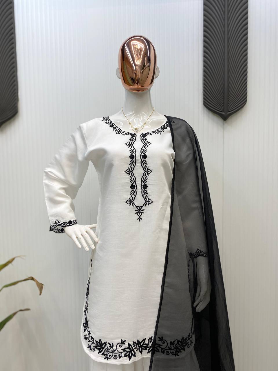 DESIGNER EXCLUSIVE FARSI SALWAR SUIT IN ROMAN SILK WITH ORGANZA DUPATTA