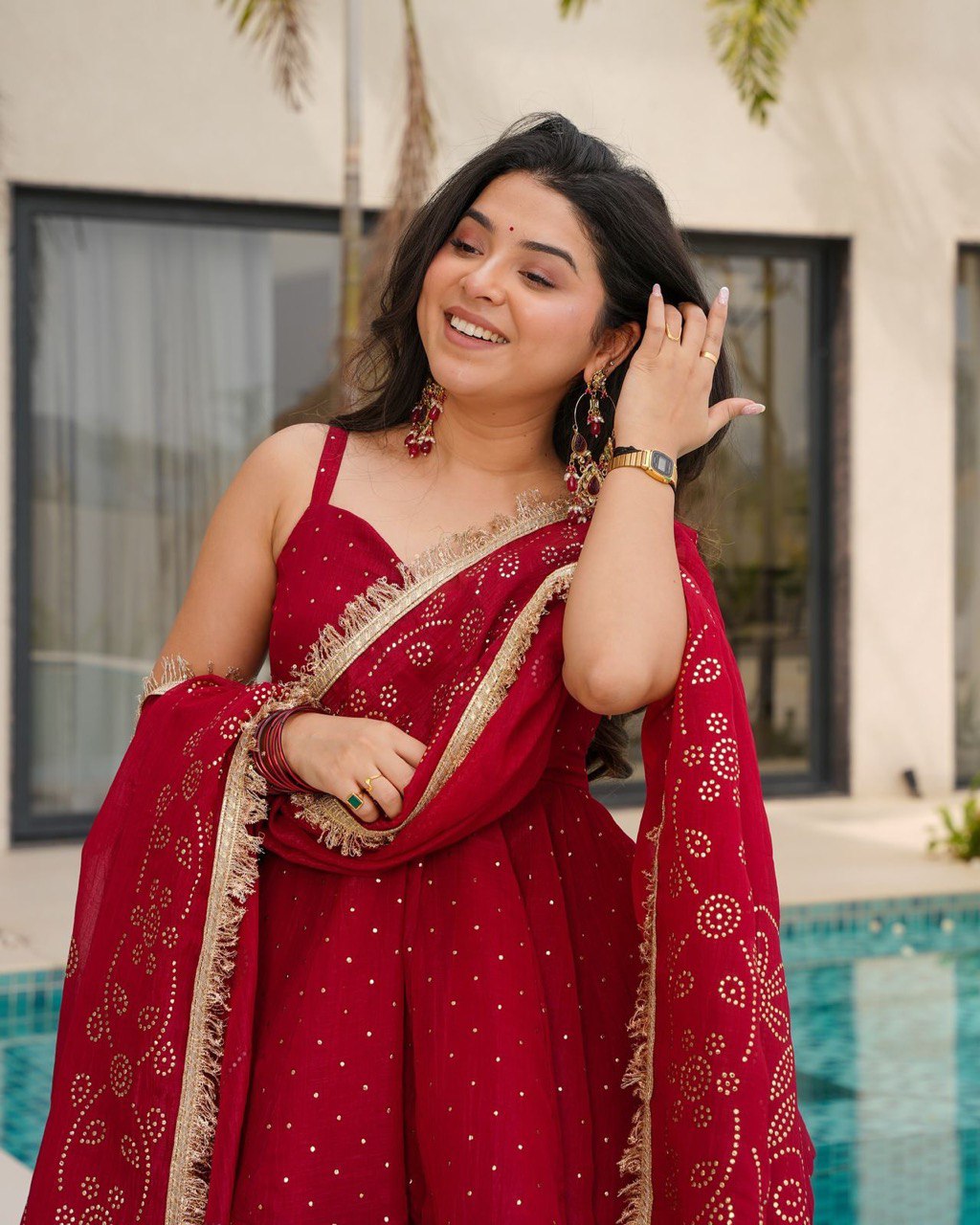 ELEGANT TABBY ORGANZA CO-ORD SET WITH MUKESH WORK & DUPATTA