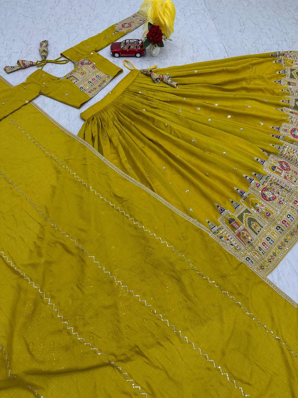 PREMIUM PURE VICHTRA LEHENGA CHOLI SET WITH HEAVY EMBROIDERY & SEQUENCE WORK