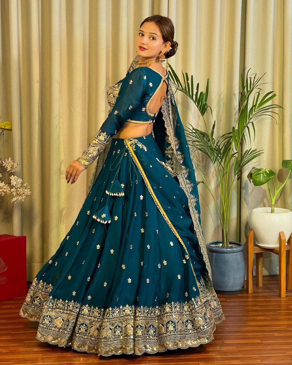 DESIGNER LEHENGA SET IN JIMI CHOO & FANDY SATIN WITH THREAD & SEQUENCE WORK