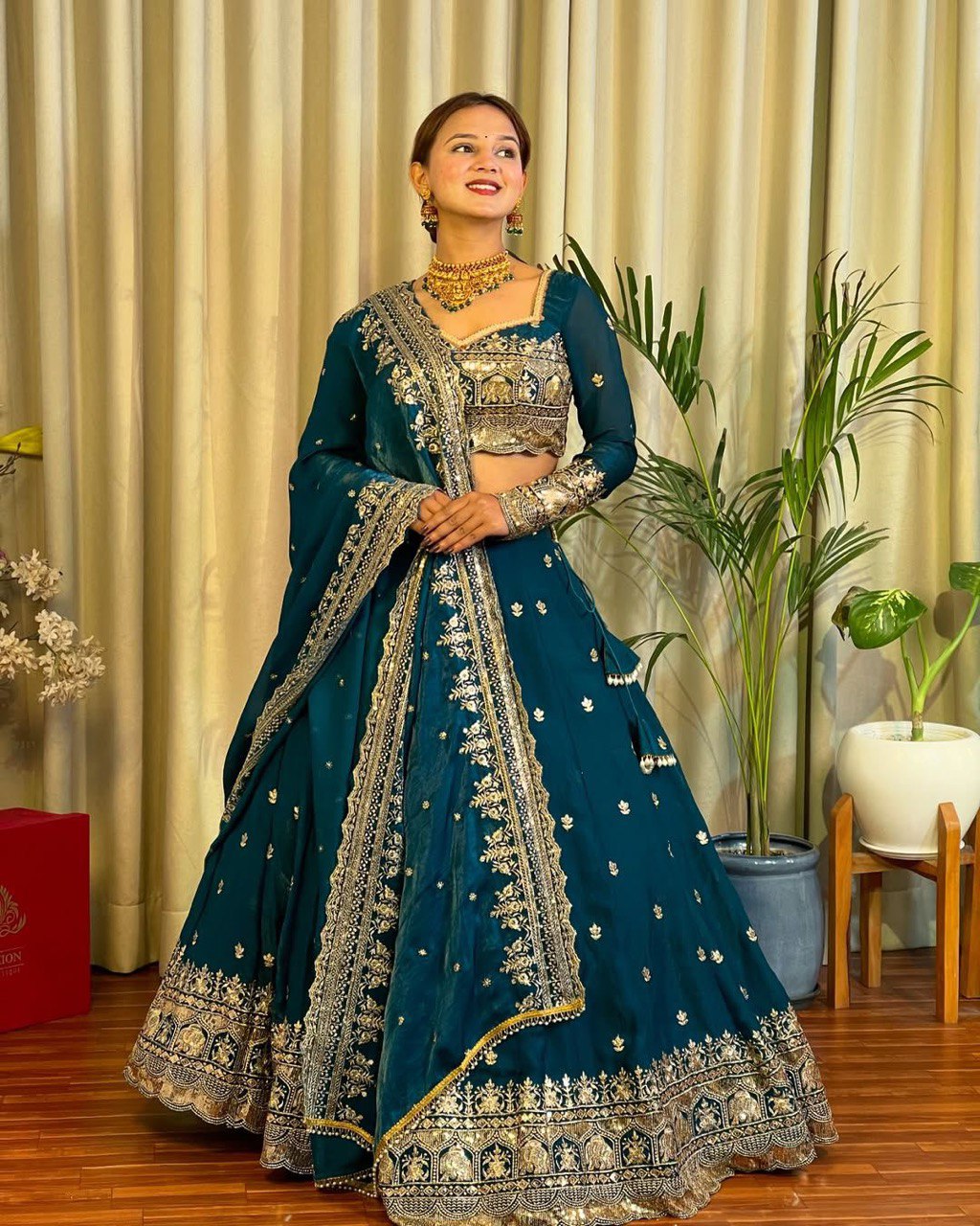 DESIGNER LEHENGA SET IN JIMI CHOO & FANDY SATIN WITH THREAD & SEQUENCE WORK