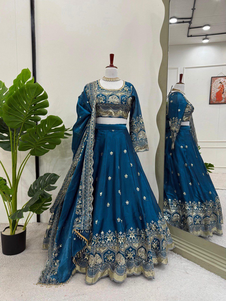 DESIGNER LEHENGA SET IN JIMI CHOO & FANDY SATIN WITH THREAD & SEQUENCE WORK