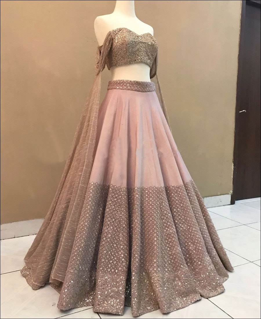 PREMIUM TWO-TONE SILK LEHENGA CHOLI WITH HEAVY THREAD AND SEQUENCE EMBROIDERY