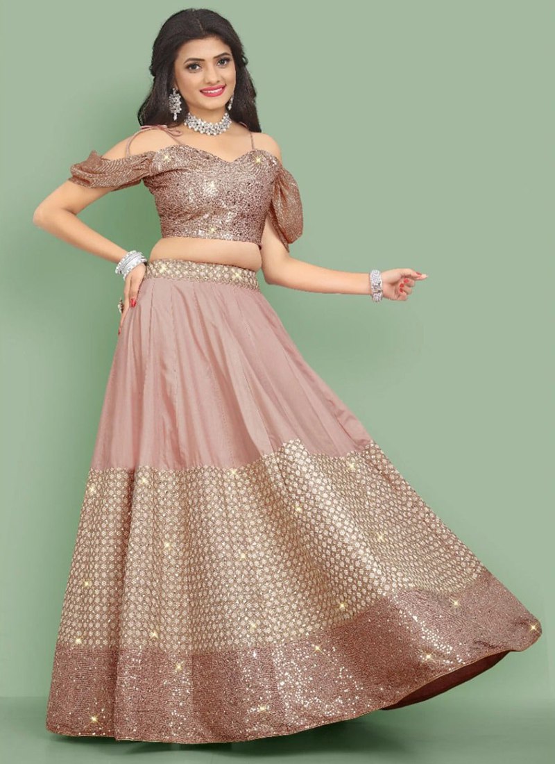 PREMIUM TWO-TONE SILK LEHENGA CHOLI WITH HEAVY THREAD AND SEQUENCE EMBROIDERY