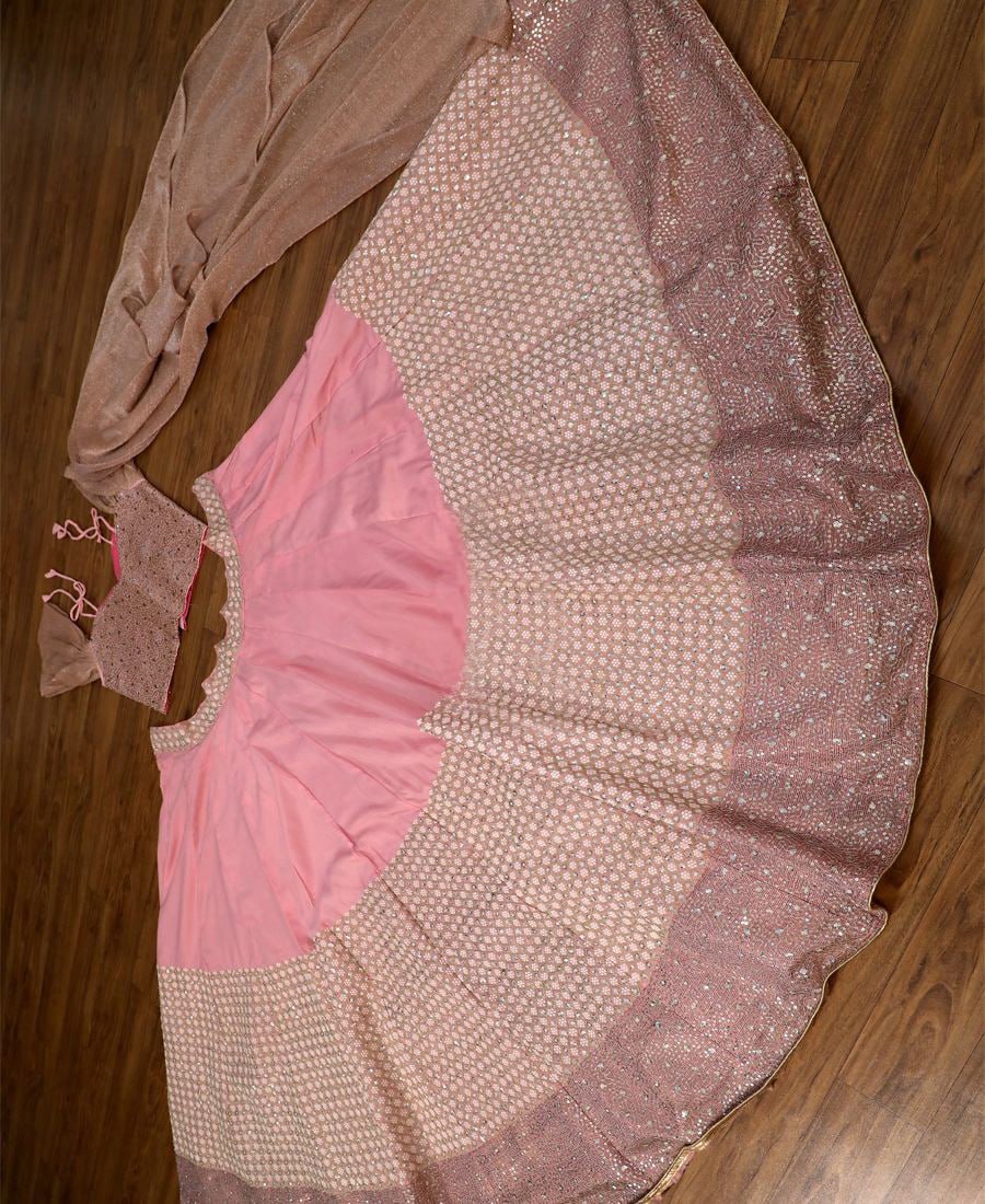 PREMIUM TWO-TONE SILK LEHENGA CHOLI WITH HEAVY THREAD AND SEQUENCE EMBROIDERY