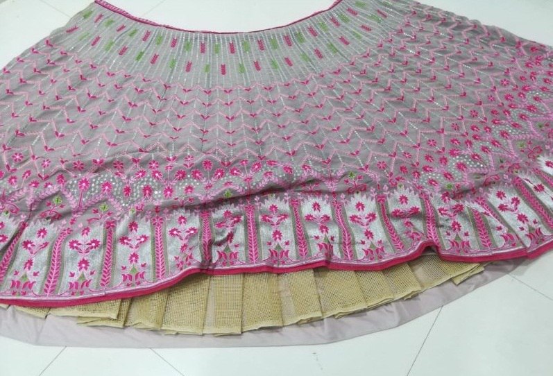 DESIGNER MULTI-COLOR FAUX GEORGETTE LEHENGA SET WITH 3MM SEQUINS, THREAD & JARI EMBROIDERY