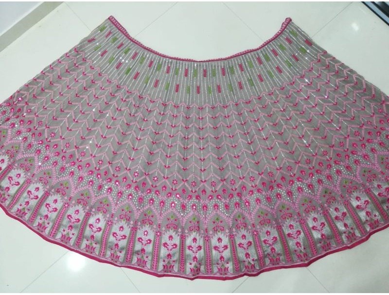 DESIGNER MULTI-COLOR FAUX GEORGETTE LEHENGA SET WITH 3MM SEQUINS, THREAD & JARI EMBROIDERY