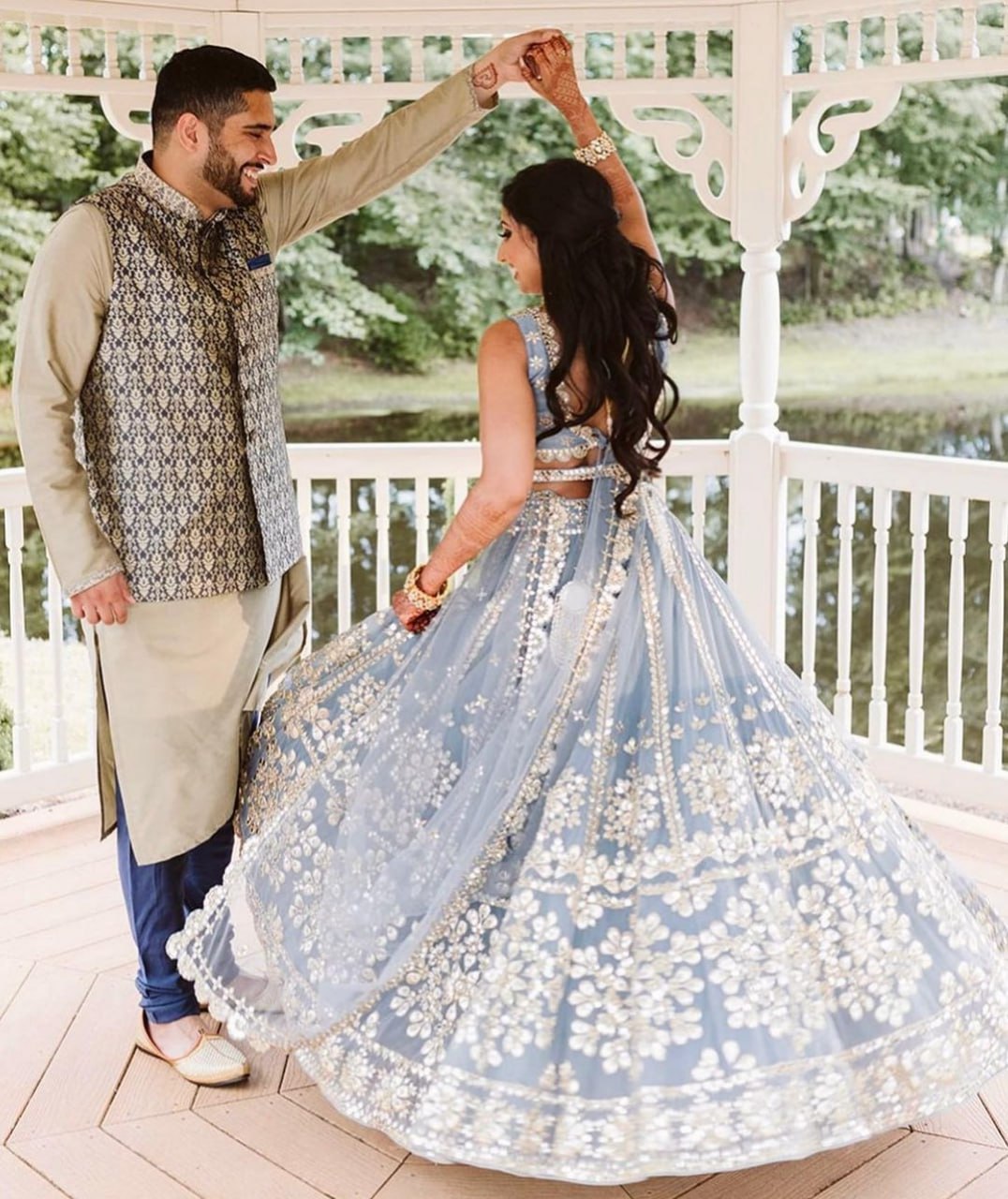 ELEGANT GRAY NET LEHENGA CHOLI SET WITH PAPER MIRROR EMBROIDERY WORK