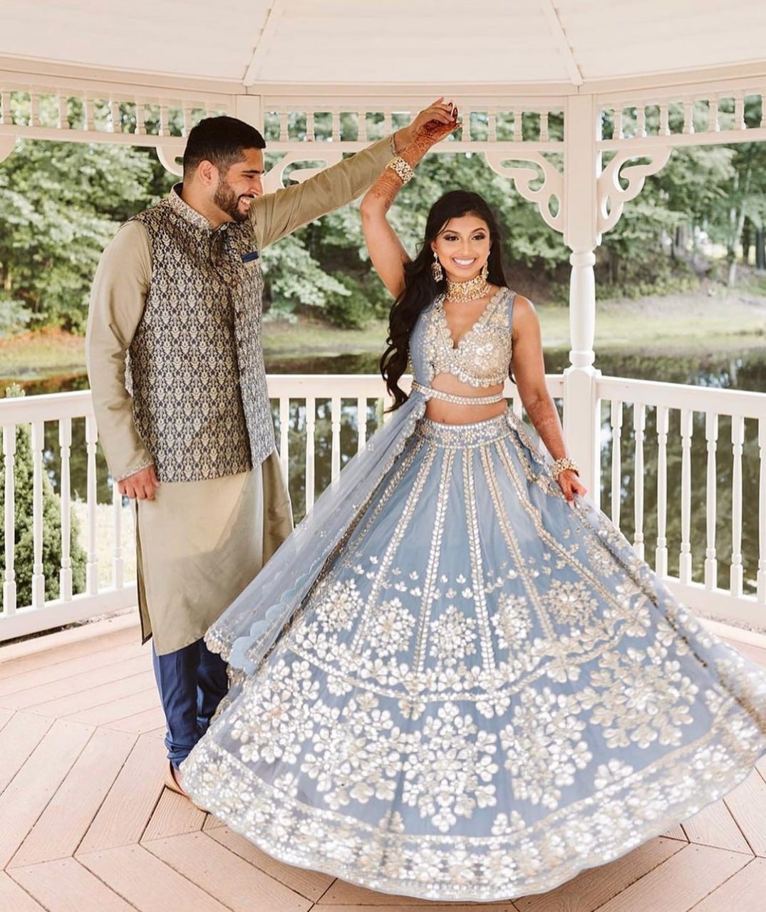 ELEGANT GRAY NET LEHENGA CHOLI SET WITH PAPER MIRROR EMBROIDERY WORK