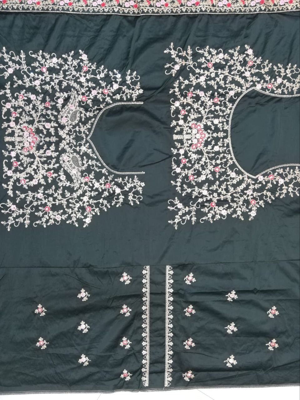 DESIGNER DIAMOND SATIN SILK LEHENGA CHOLI SET WITH BUTTERFLY NET DUPATTA