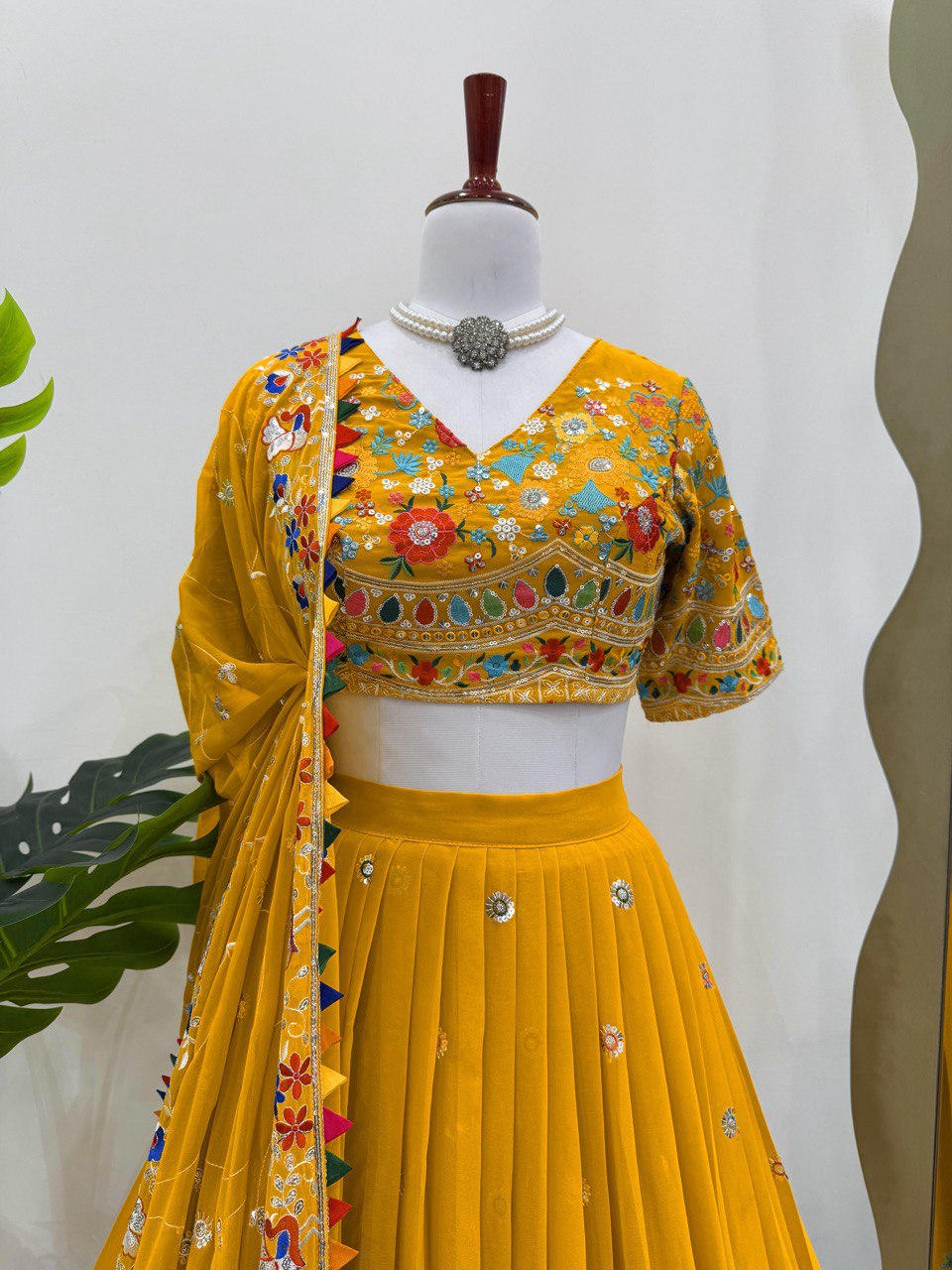 DESIGNER FOUX GEORGETTE LEHENGA CHOLI SET WITH THREAD & SEQUINS WORK