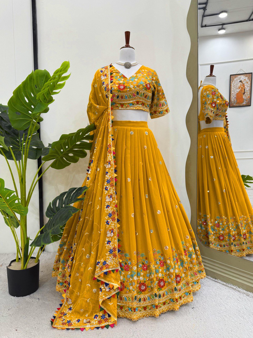 DESIGNER FOUX GEORGETTE LEHENGA CHOLI SET WITH THREAD & SEQUINS WORK