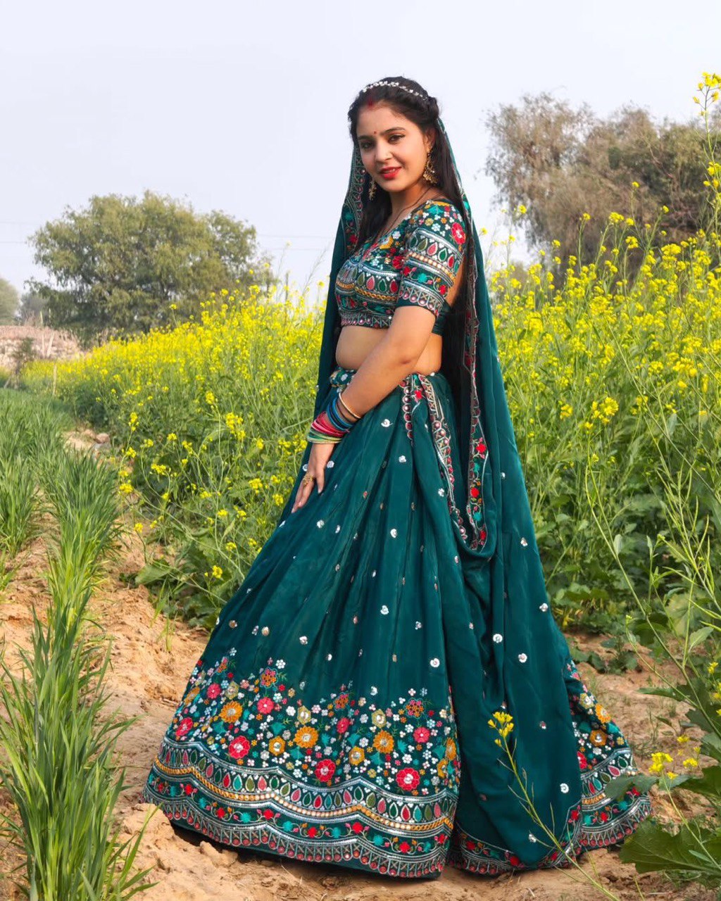 DESIGNER FOUX GEORGETTE LEHENGA CHOLI SET WITH THREAD & SEQUINS WORK
