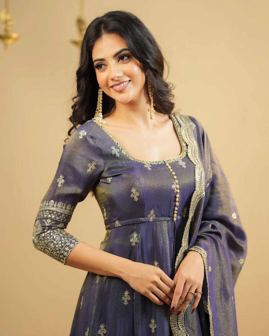 DESIGNER SUIT WITH LEHENGHA & DUPATTA IN SHIMMER SILK