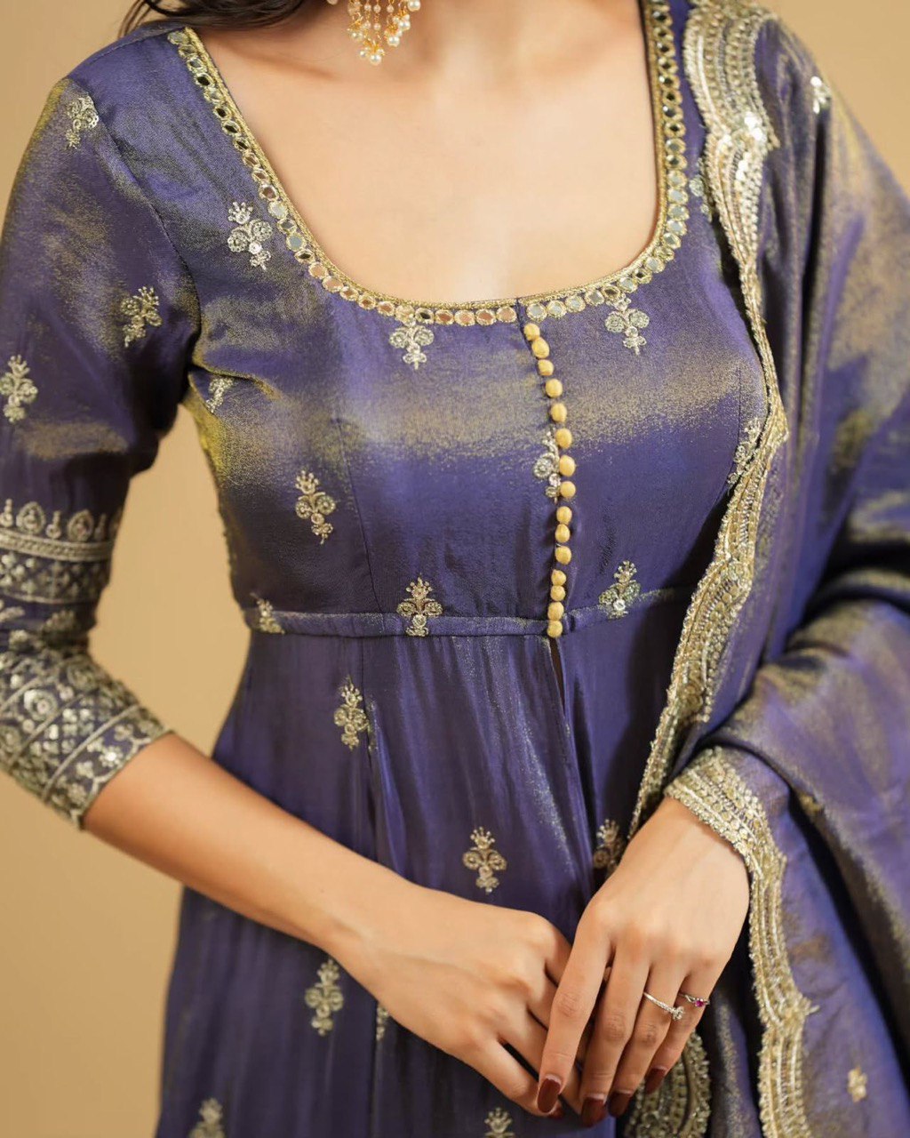 DESIGNER SUIT WITH LEHENGHA & DUPATTA IN SHIMMER SILK