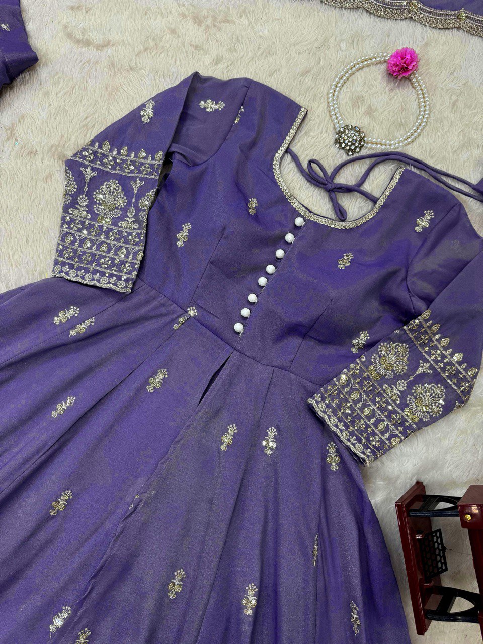 DESIGNER SUIT WITH LEHENGHA & DUPATTA IN SHIMMER SILK