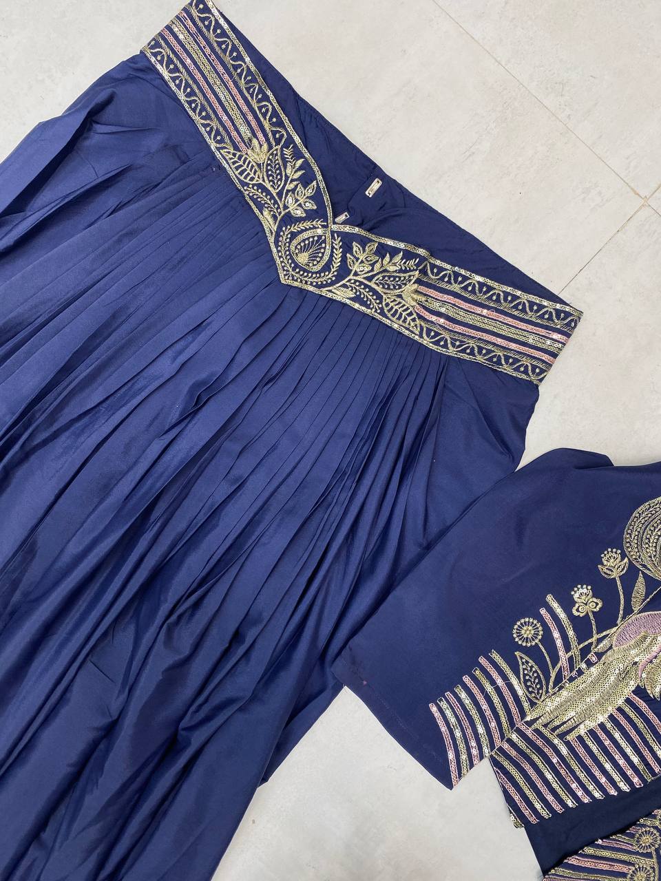 DESIGNER INDO-WESTERN THREE-PIECE SET WITH SEQUENCE EMBROIDERY WORK