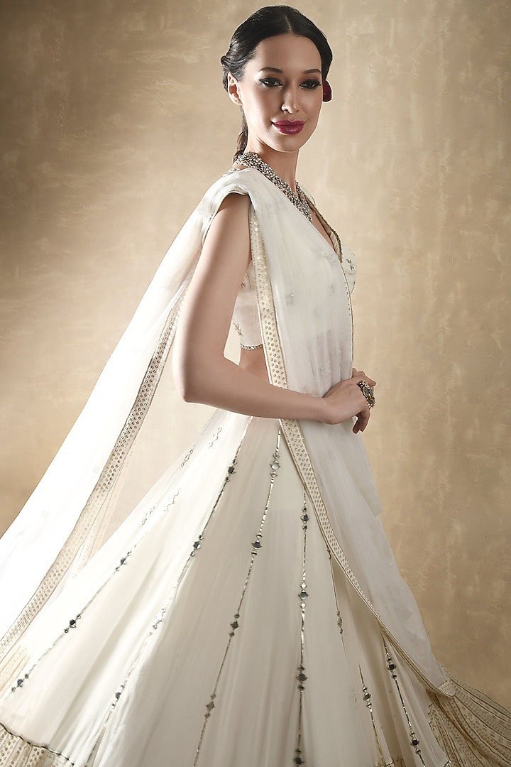 DESIGNER GEORGETTE LEHENGA CHOLI SET WITH SEQUINS, JARI & MIRROR EMBROIDERY WORK