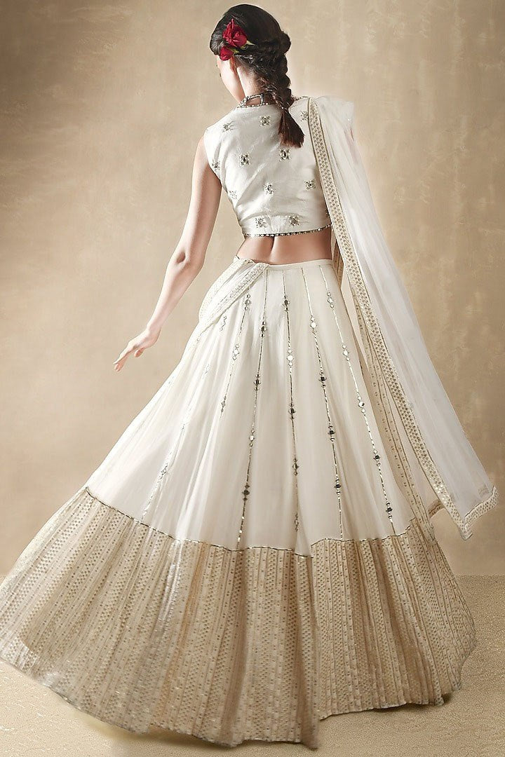 DESIGNER GEORGETTE LEHENGA CHOLI SET WITH SEQUINS, JARI & MIRROR EMBROIDERY WORK