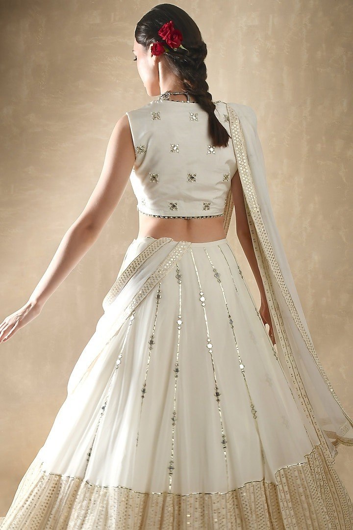 DESIGNER GEORGETTE LEHENGA CHOLI SET WITH SEQUINS, JARI & MIRROR EMBROIDERY WORK