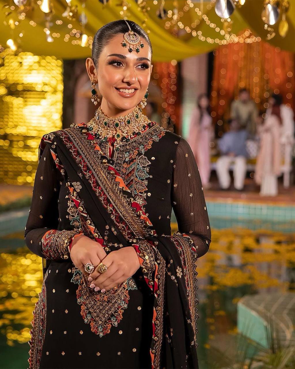 EID SPECIAL FAUX GEORGETTE SEQUIN EMBROIDERED SUIT WITH STITCHED PANTS & DUPATTA