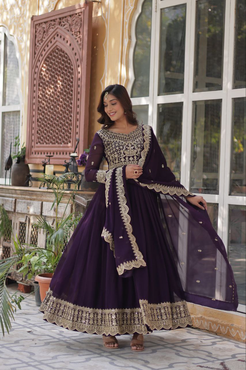 LUXURIOUS DESIGNER GOWN WITH EMBROIDERED DUPATTA