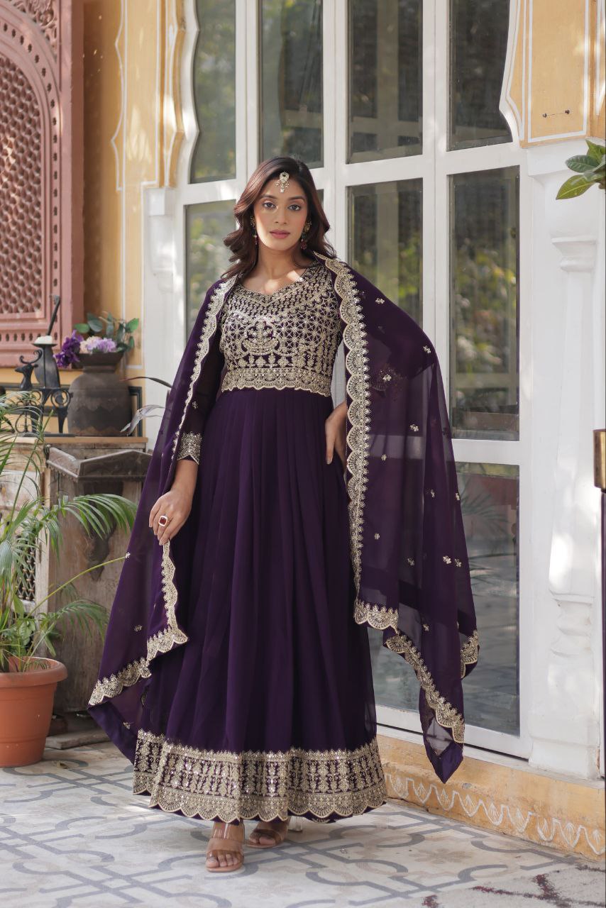 LUXURIOUS DESIGNER GOWN WITH EMBROIDERED DUPATTA
