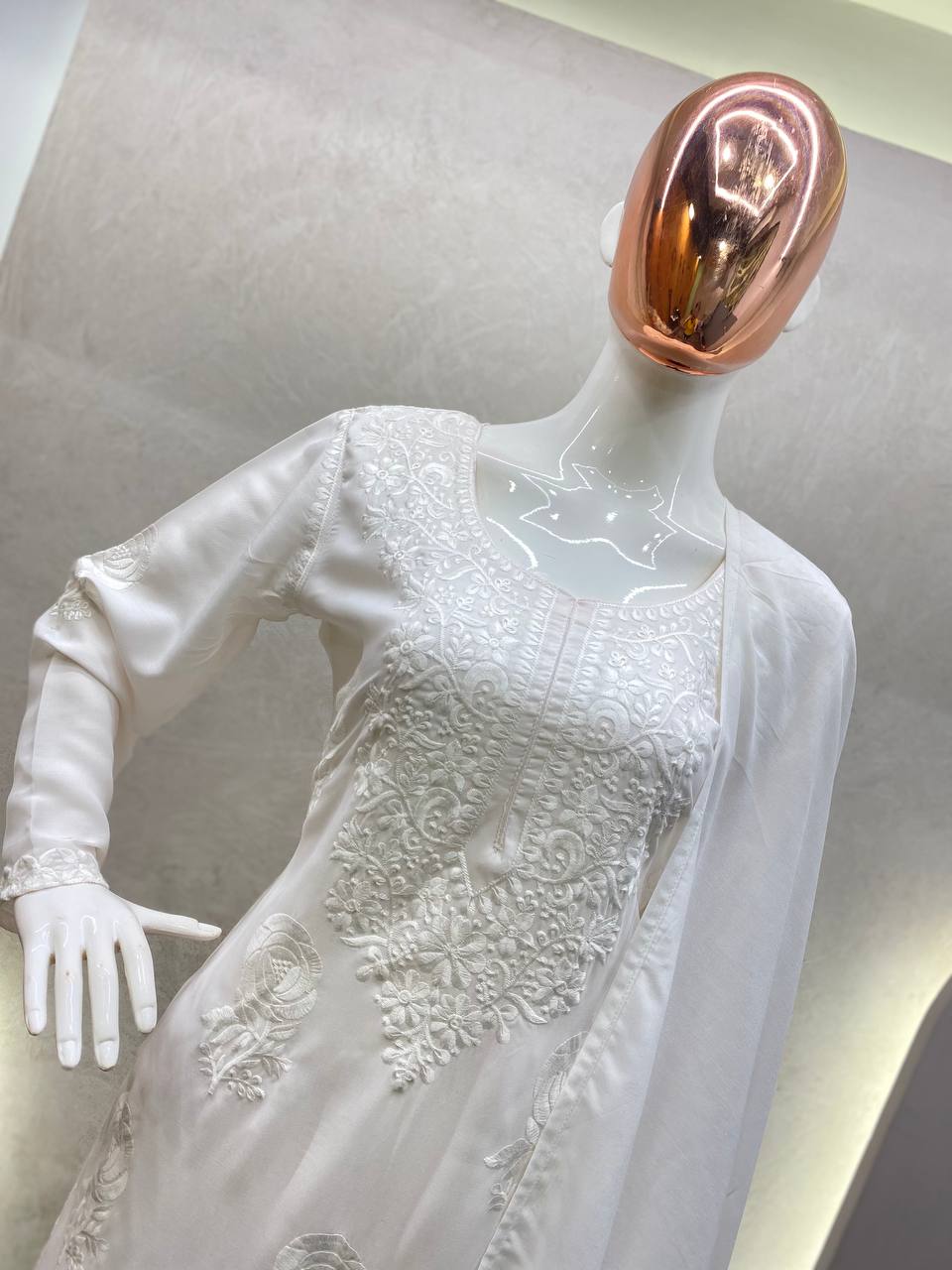 DESIGNER SUMMER WEAR β EMBROIDERED MASLIN TOP, SHARARA & DUPATTA