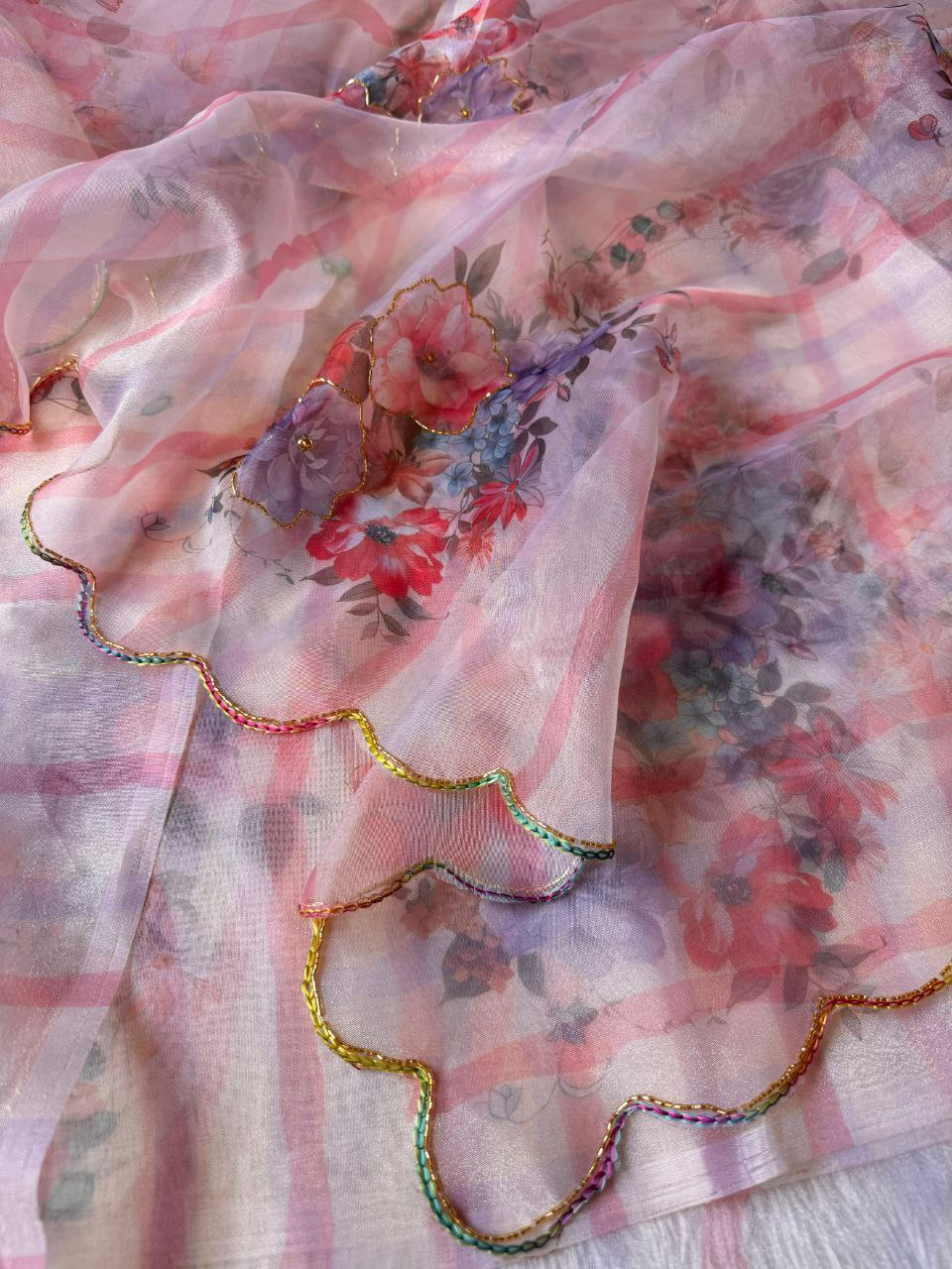 EXCLUSIVE LAUNCH β PREMIUM HANDWORK ORGANZA SAREE