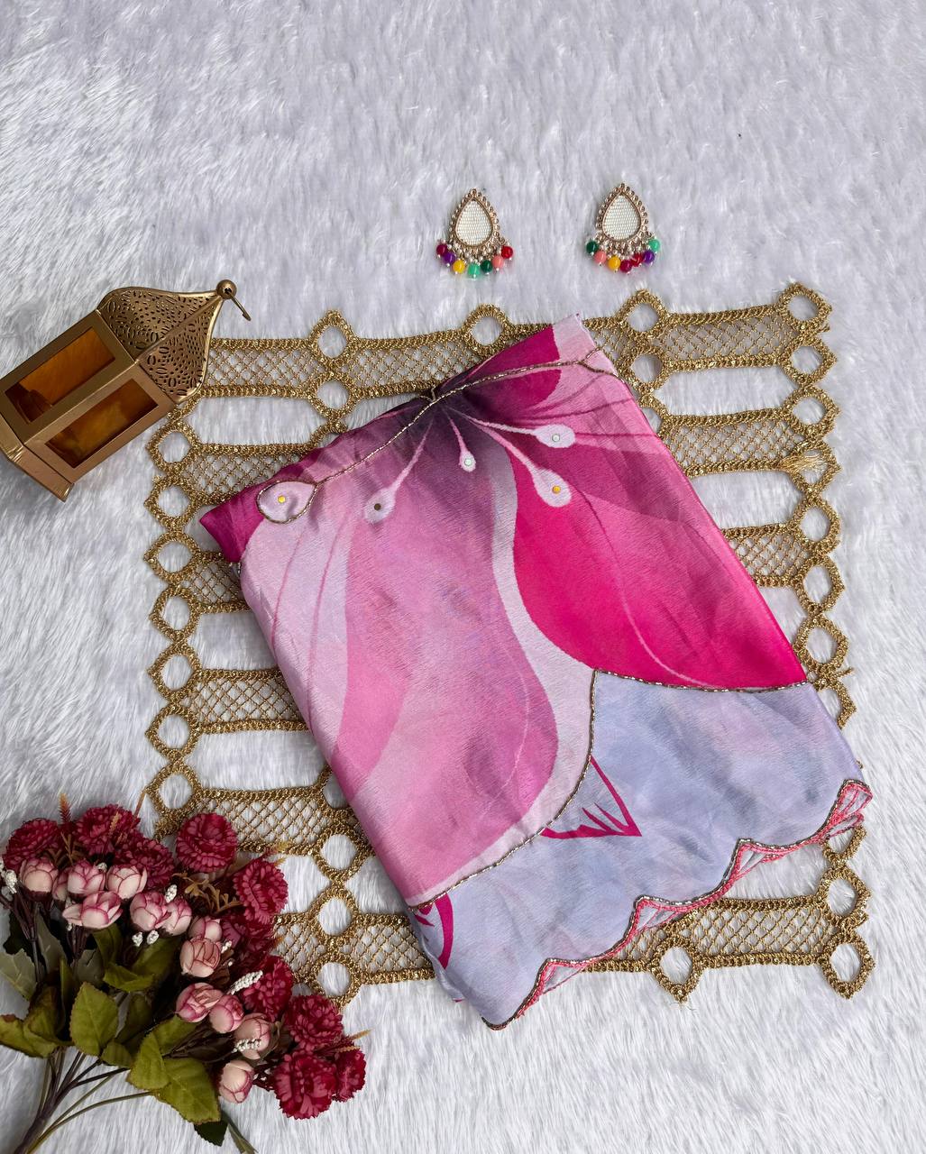 ELEGANT CHINON SILK DIGITAL PRINT SAREE