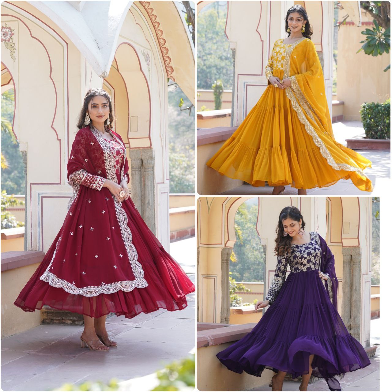 ELEGANT FAUX BLOOMING GOWN WITH VISCOSE DYABLE JACQUARD & SEQUINS EMBROIDERY ā A PERFECT FUSION OF TRADITION & STYLE š