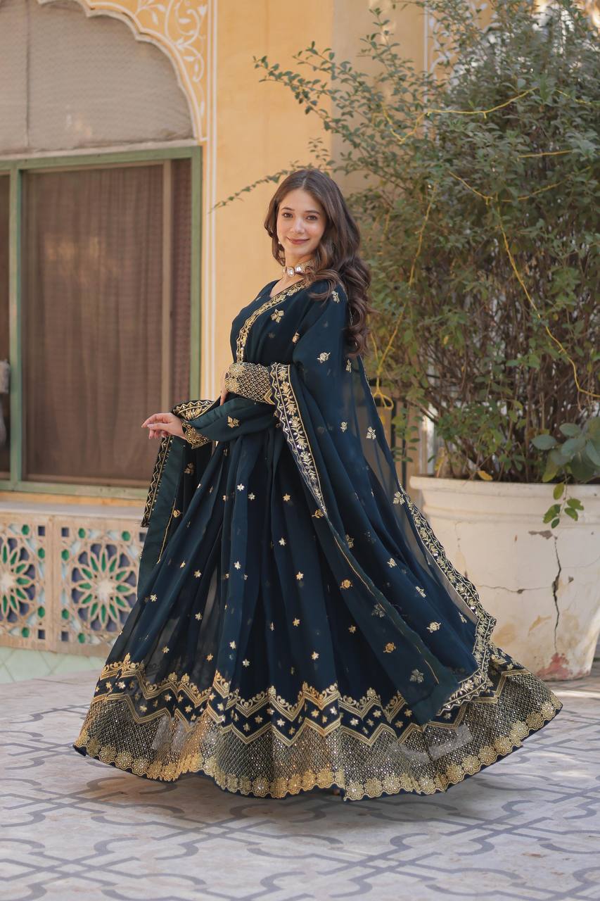 LUXURIOUS DESIGNER GOWN WITH ZARI & SEQUINS EMBROIDERY – ELEGANCE REDEFINED