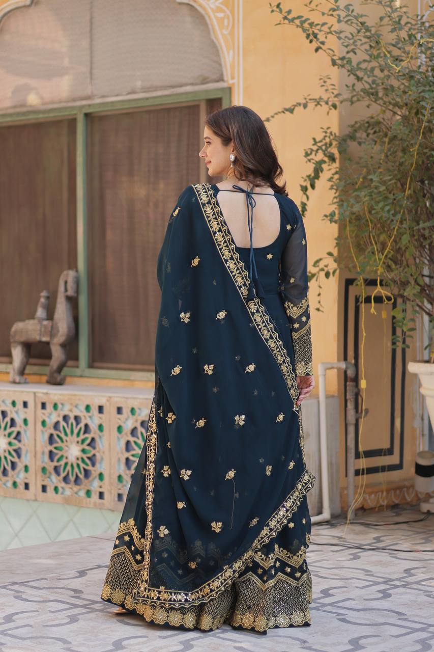 LUXURIOUS DESIGNER GOWN WITH ZARI & SEQUINS EMBROIDERY – ELEGANCE REDEFINED