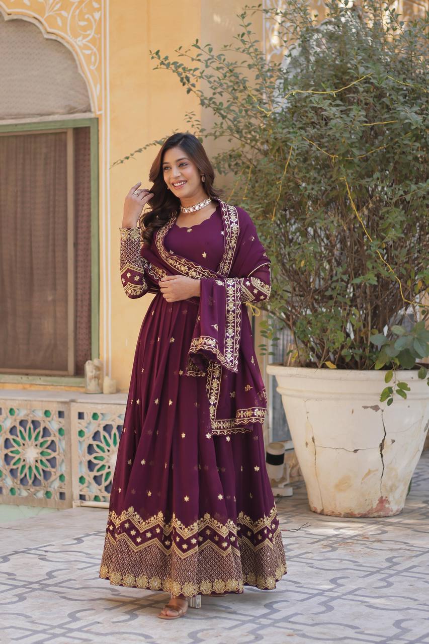 LUXURIOUS DESIGNER GOWN WITH ZARI & SEQUINS EMBROIDERY – ELEGANCE REDEFINED