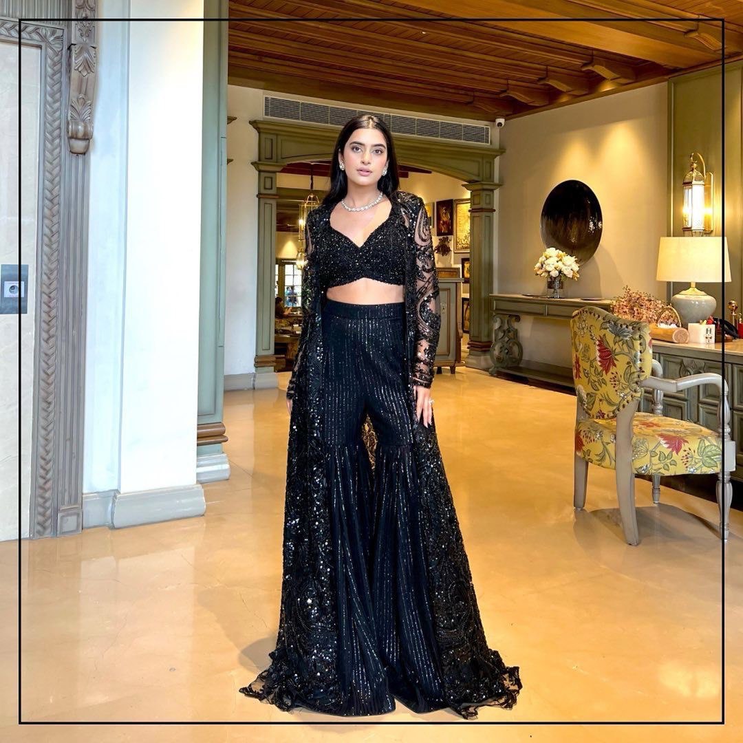 EXQUISITE BUTTERFLY NET EMBROIDERED CHOLI SET – ELEGANT PARTY WEAR ENSEMBLE