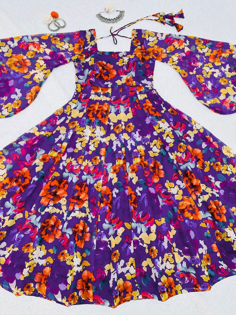 BUY DESIGNER DIGITAL PRINT GOWN IN HEAVY FAUX GEORGETTE – ELEGANT & STYLISH