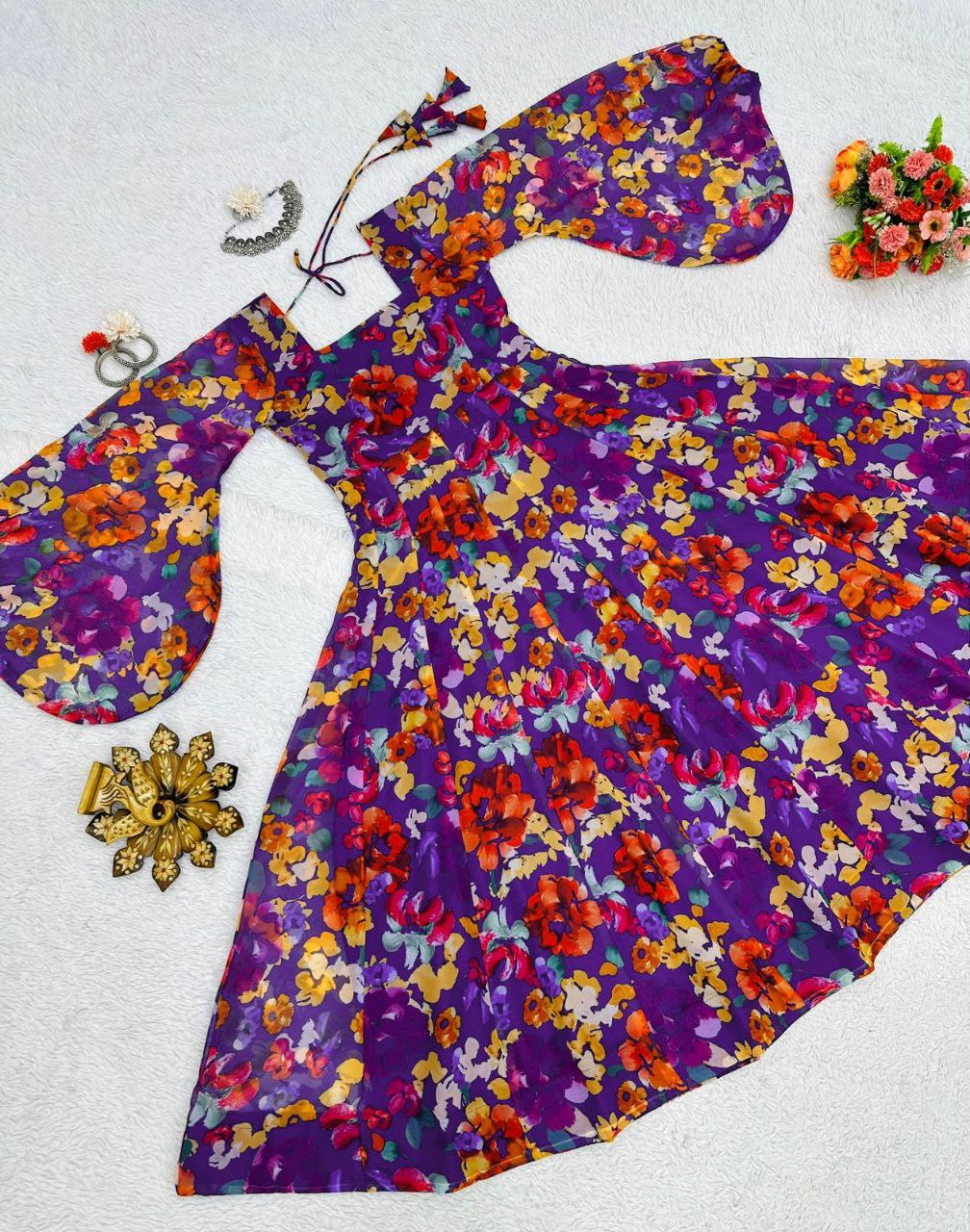 BUY DESIGNER DIGITAL PRINT GOWN IN HEAVY FAUX GEORGETTE – ELEGANT & STYLISH