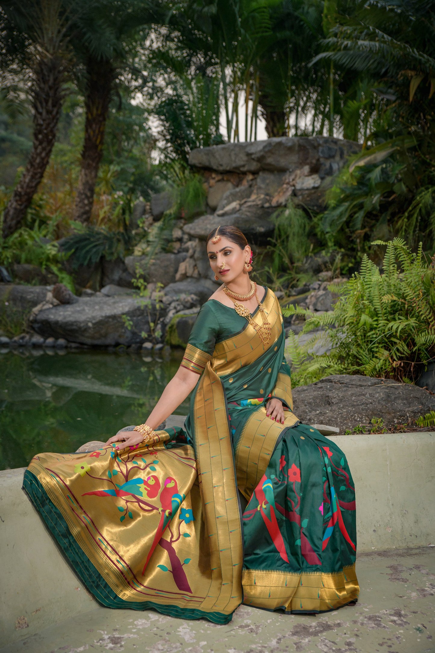 LUXURIOUS PAITHANI PURE SILK HANDLOOM SAREE WITH PURE GOLD ZARI