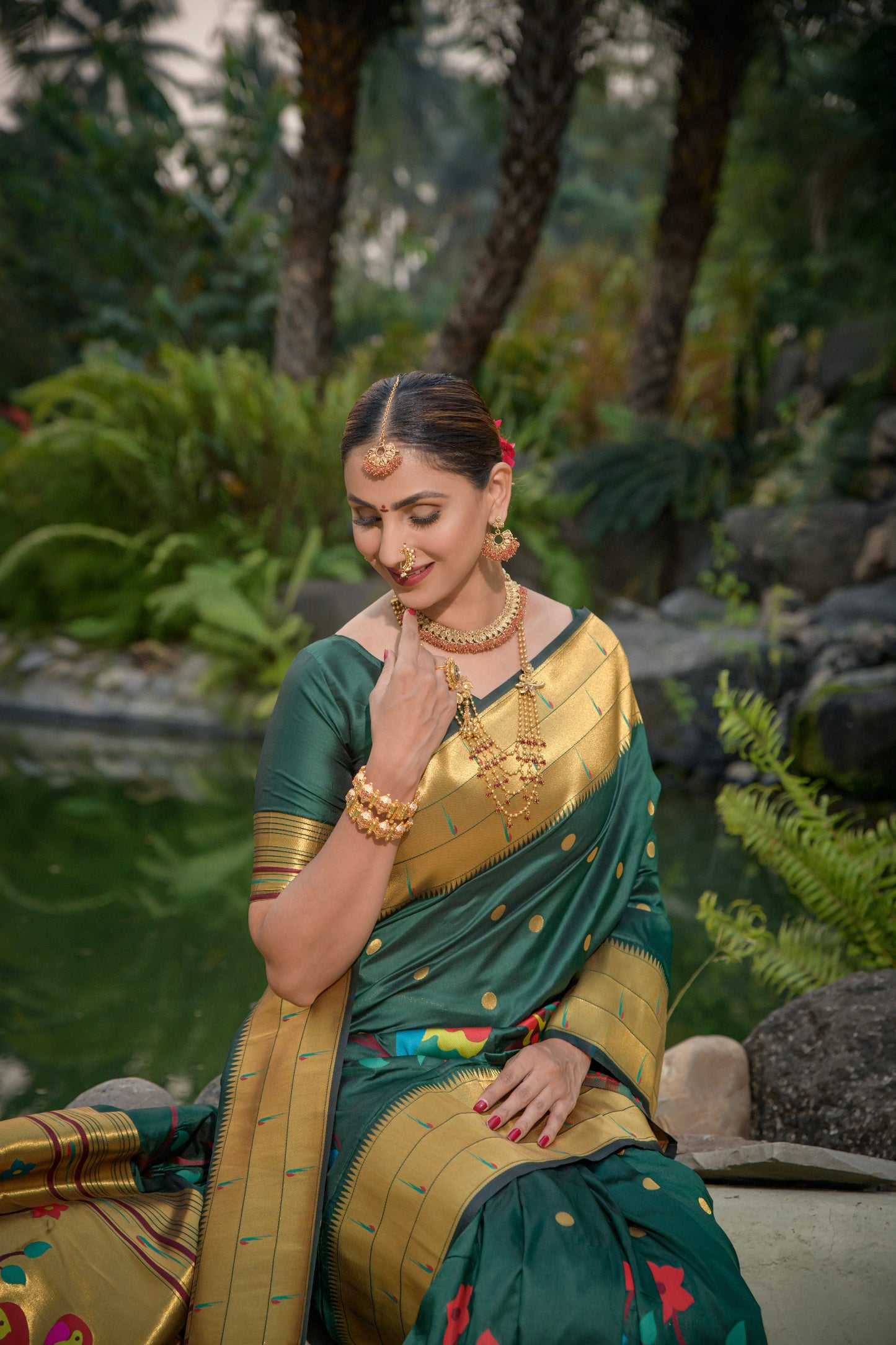 LUXURIOUS PAITHANI PURE SILK HANDLOOM SAREE WITH PURE GOLD ZARI