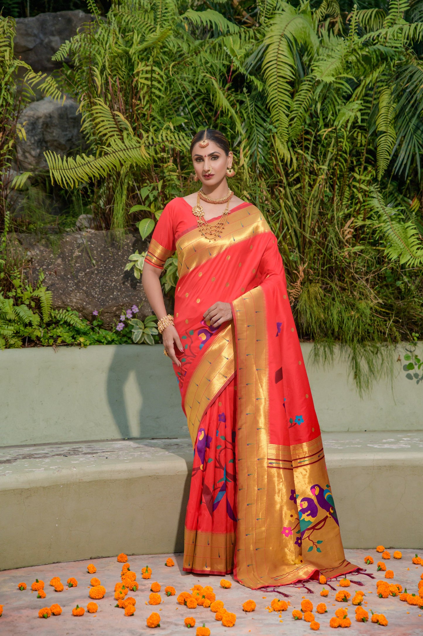 LUXURIOUS PAITHANI PURE SILK HANDLOOM SAREE WITH PURE GOLD ZARI