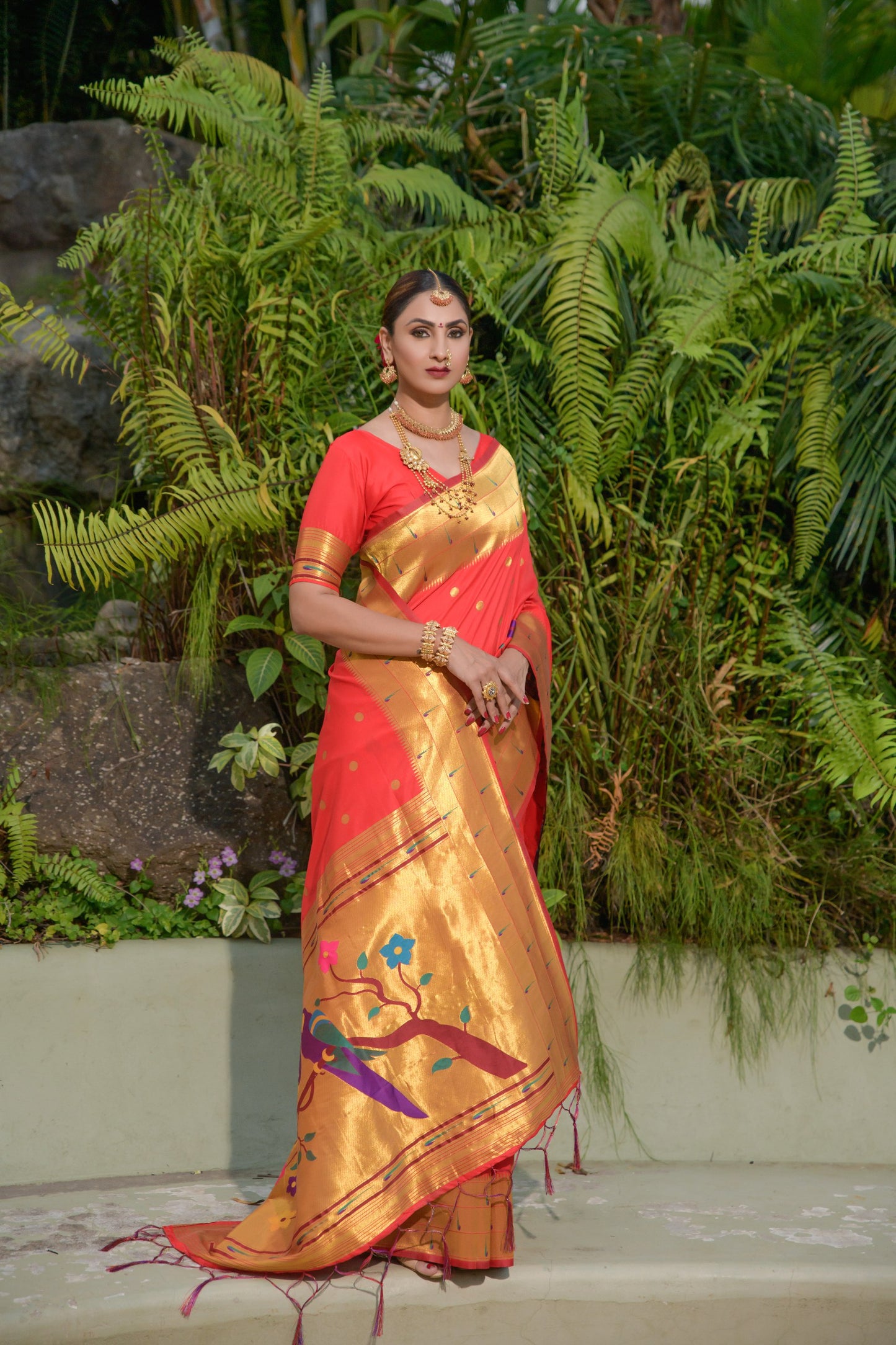 LUXURIOUS PAITHANI PURE SILK HANDLOOM SAREE WITH PURE GOLD ZARI