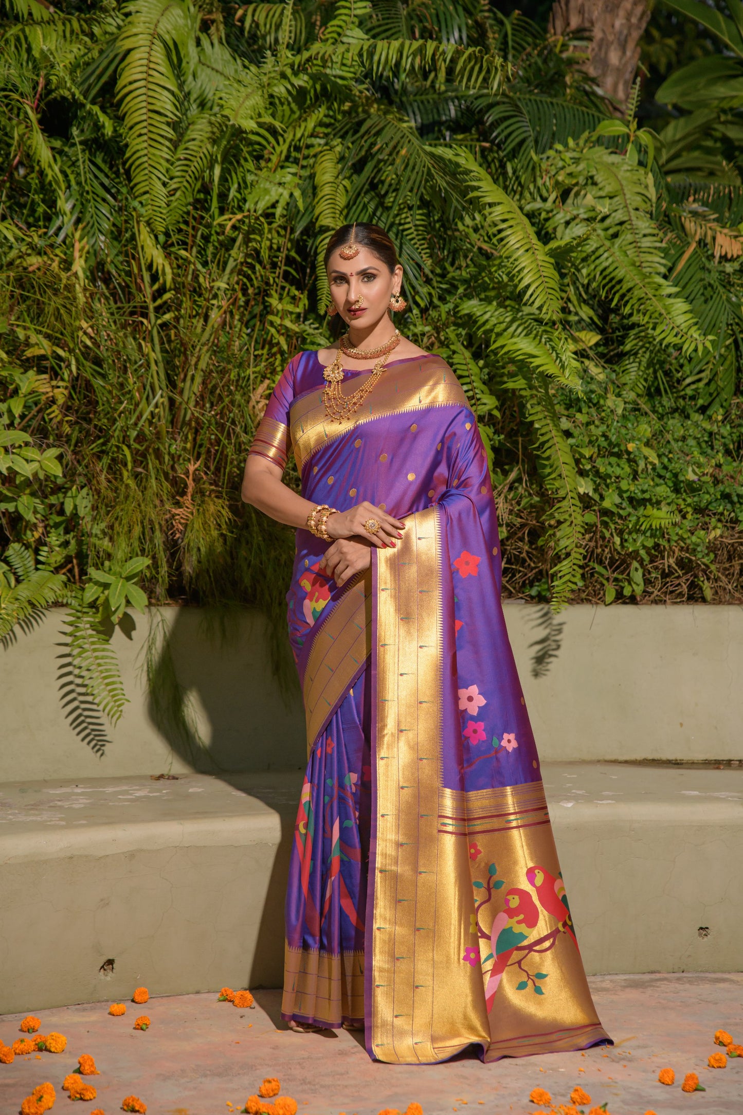 LUXURIOUS PAITHANI PURE SILK HANDLOOM SAREE WITH PURE GOLD ZARI
