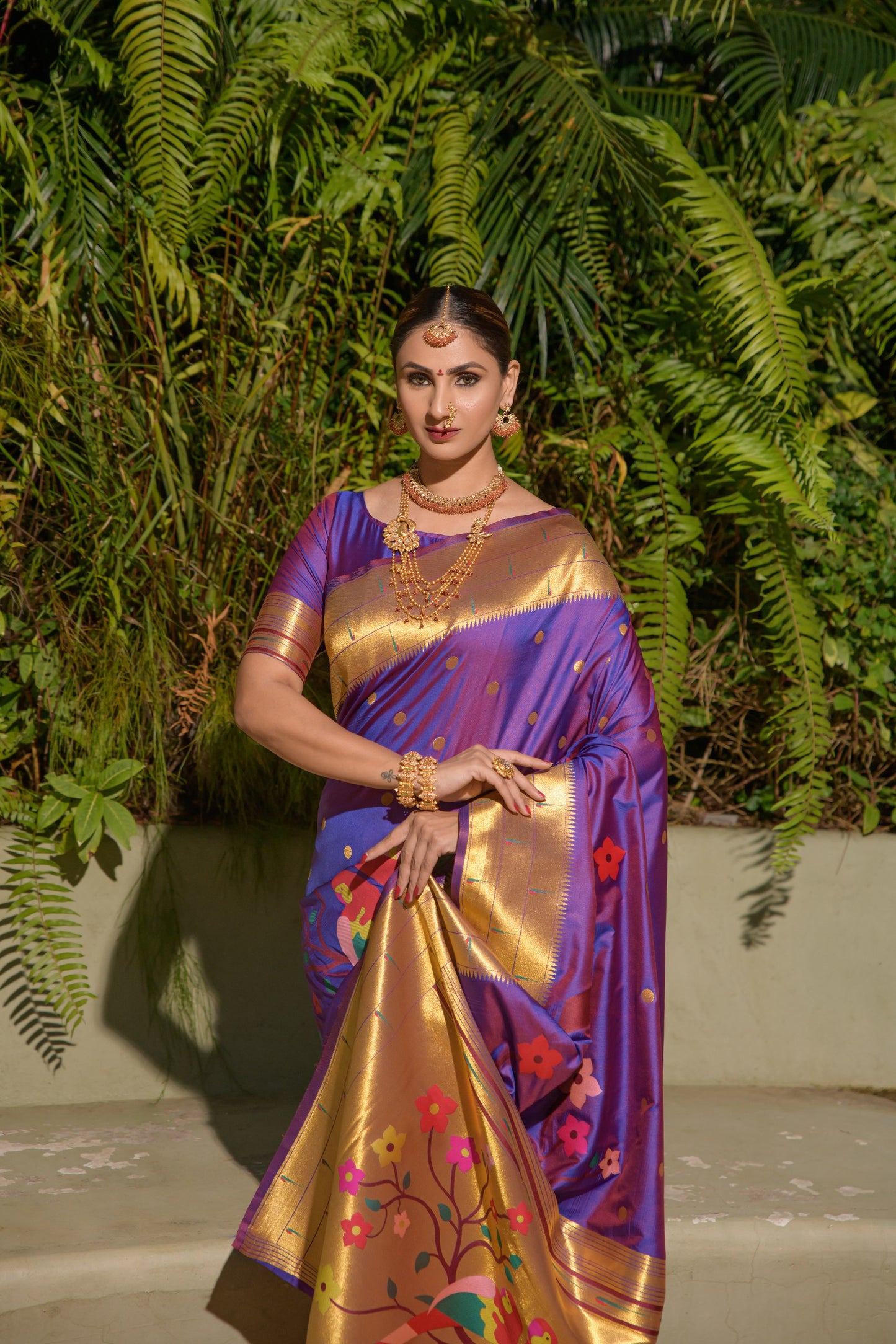 LUXURIOUS PAITHANI PURE SILK HANDLOOM SAREE WITH PURE GOLD ZARI