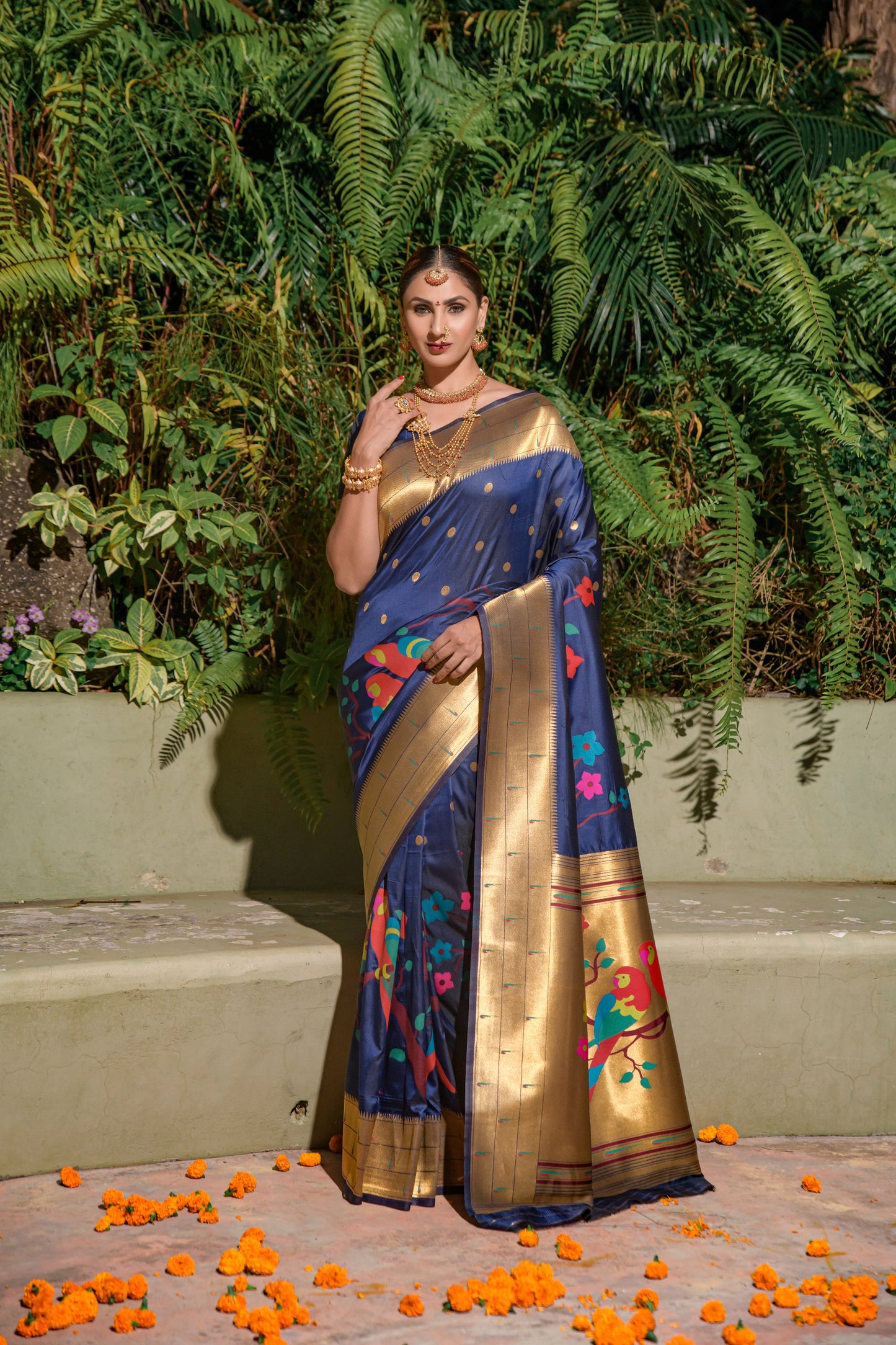 LUXURIOUS PAITHANI PURE SILK HANDLOOM SAREE WITH PURE GOLD ZARI