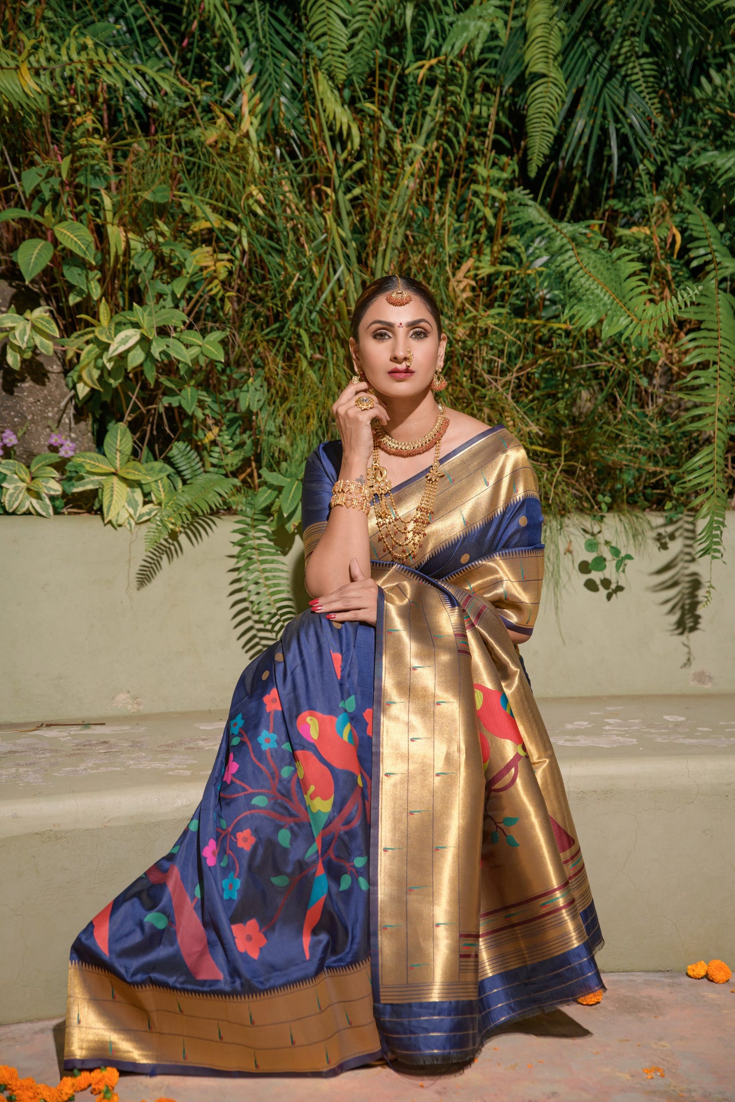 LUXURIOUS PAITHANI PURE SILK HANDLOOM SAREE WITH PURE GOLD ZARI